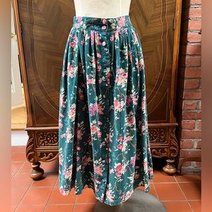 Vintage New Look skirt buttoned floral cotton maxi skirt with pockets Sz small